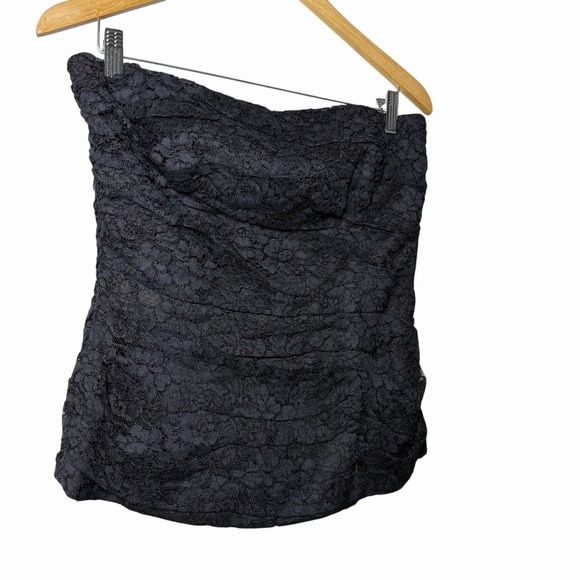 VTG Luna Womens 10 Black Lace Bustier Top 90s Goth Whimsigoth Coquette Strapless - Picture 5 of 10